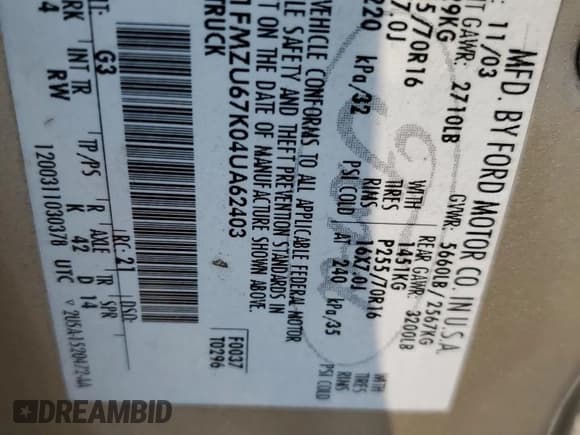 ✅ 2004 Ford Explorer Sport Trac XLS • VIN: 1FMZU67K04UA62403 • Lot: 66886465. Wystawiony na Copart z przebiegiem 213 872 mil. Bezpłatny archiwum sprzedaży aukcyjnych z USA i szczegółowy raport historii pojazdu na DreamBid. Zdjęcie 12.