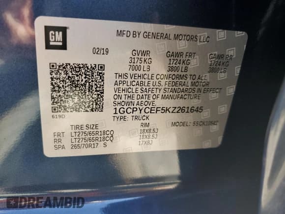 ✅ 2019 Chevrolet Silverado 1500 Custom Trail Boss • VIN: 1GCPYCEF5KZ261645 • Lot: 72461474. Wystawiony na Copart z przebiegiem 41 377 mil. Bezpłatny archiwum sprzedaży aukcyjnych z USA i szczegółowy raport historii pojazdu na DreamBid. Zdjęcie 12.