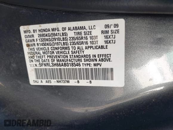 ✅ 2010 Honda Odyssey EX-L • VIN: 5FNRL3H66AB018546 • Lot: 43599353. Wystawiony na IAAI z przebiegiem 197 808 mil. Bezpłatny archiwum sprzedaży aukcyjnych z USA i szczegółowy raport historii pojazdu na DreamBid. Zdjęcie 9.
