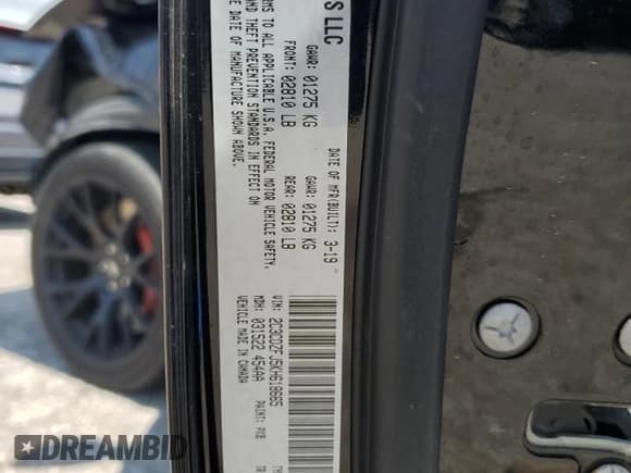 ✅ 2019 Dodge Challenger R/T Scat Pack Widebody • VIN: 2C3CDZFJ5KH618665 • Lot: 65283004. Wystawiony na Copart z przebiegiem 48 884 mil. Bezpłatny archiwum sprzedaży aukcyjnych z USA i szczegółowy raport historii pojazdu na DreamBid. Zdjęcie 13.