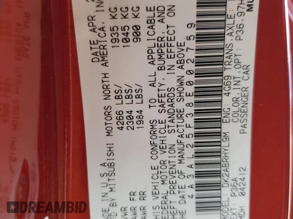 ✅ 2008 Mitsubishi Eclipse GS • VIN: 4A3AL25F38E002759 • Lot: 63126585. Wystawiony na Copart z przebiegiem 92 604 mil. Bezpłatny archiwum sprzedaży aukcyjnych z USA i szczegółowy raport historii pojazdu na DreamBid. Zdjęcie 13.