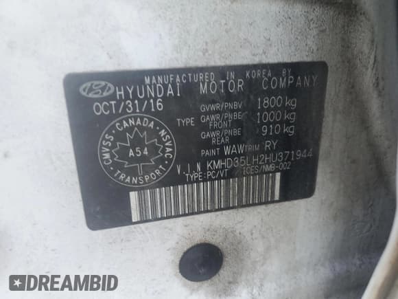 ✅ 2017 Hyundai Elantra • VIN: KMHD35LH2HU371944 • Lot: 80548815. Listed on Copart with 202,965 mi. Free auction sales archive from the USA and detailed vehicle history report at DreamBid. Image 13.