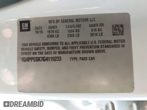 ✅ 2016 Buick Verano • VIN: 1G4PP5SK7G4119233 • Lot: 43551978. Wystawiony na IAAI z przebiegiem 102 435 mil. Bezpłatny archiwum sprzedaży aukcyjnych z USA i szczegółowy raport historii pojazdu na DreamBid. Zdjęcie 9.