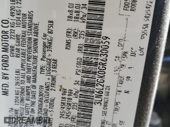 ✅ 2016 Lincoln MKZ • VIN: 3LN6L2GK0GR630059 • Лот: 85168085. Опубликован ранее на Copart с пробегом 165 334 миль. Бесплатный доступ к архиву аукционных продаж из США и подробный отчёт об истории автомобиля на DreamBid. Изображение 12.