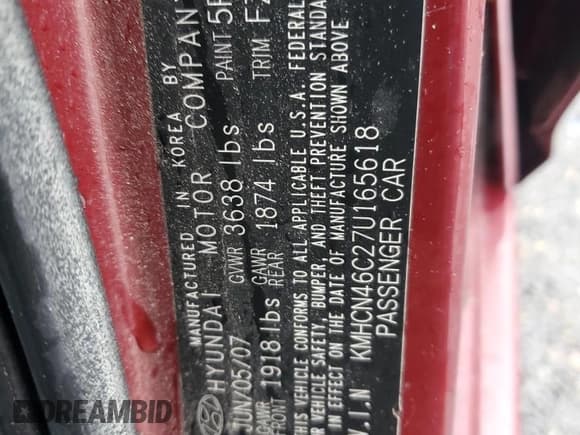 ✅ 2007 Hyundai Accent GLS • VIN: KMHCN46C27U165618 • Лот: 57366425. Опубликован ранее на Copart с пробегом 88 971 миль. Бесплатный доступ к архиву аукционных продаж из США и подробный отчёт об истории автомобиля на DreamBid. Изображение 12.