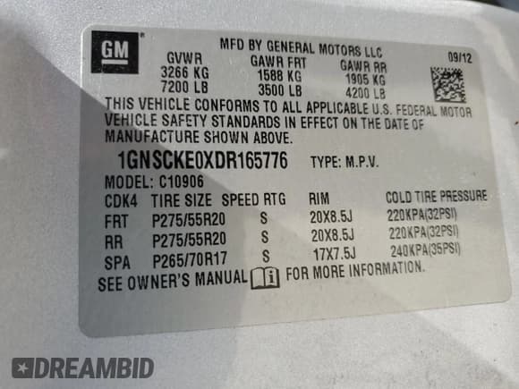 ✅ 2013 Chevrolet Suburban LTZ • VIN: 1GNSCKE0XDR165776 • Lot: 62486635. Wystawiony na Copart z przebiegiem 221 990 mil. Bezpłatny archiwum sprzedaży aukcyjnych z USA i szczegółowy raport historii pojazdu na DreamBid. Zdjęcie 13.