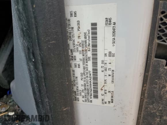 ✅ 2017 Ford Transit XL • VIN: 1FBZX2ZM9HKA23477 • Lot: 67257175. Wystawiony na Copart z przebiegiem 123 917 mil. Bezpłatny archiwum sprzedaży aukcyjnych z USA i szczegółowy raport historii pojazdu na DreamBid. Zdjęcie 14.