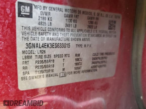 ✅ 2014 Chevrolet Captiva Sport LTZ • VIN: 3GNAL4EK3ES633015 • Lot: 44950715. Wystawiony na Copart z przebiegiem 121 900 mil. Bezpłatny archiwum sprzedaży aukcyjnych z USA i szczegółowy raport historii pojazdu na DreamBid. Zdjęcie 13.