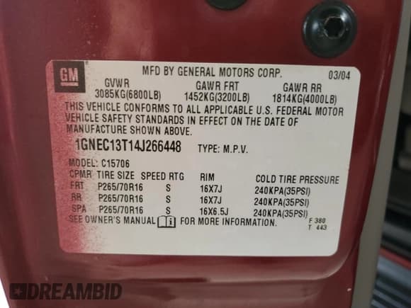 ✅ 2004 Chevrolet Tahoe LS • VIN: 1GNEC13T14J266448 • Lot: 86475645. Listed on Copart with Not provided. Free auction sales archive from the USA and detailed vehicle history report at DreamBid. Image 13.