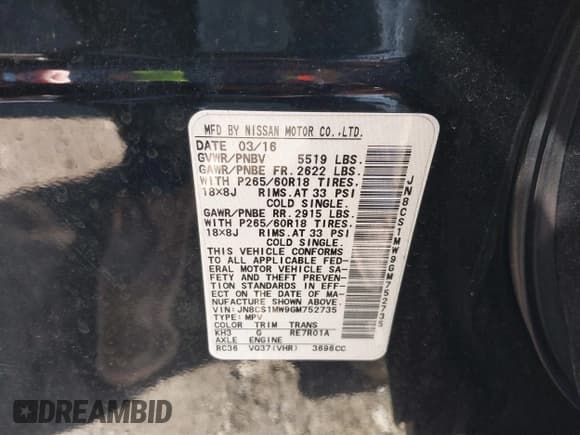 ✅ 2016 Infiniti QX70 • VIN: JN8CS1MW9GM752735 • Lot: 41271197. Listed on IAAI with 165,269 mi. Free auction sales archive from the USA and detailed vehicle history report at DreamBid. Image 9.