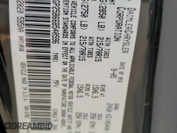 2006 Dodge Caravan SE с VIN 1D4GP25B66B540596, выставлен на аукционе Copart как лот 78836614 с пробегом 225 396 миль миль и Списание • Salvage title. История ставок и продаж доступна на DreamBid. Изображение 13.