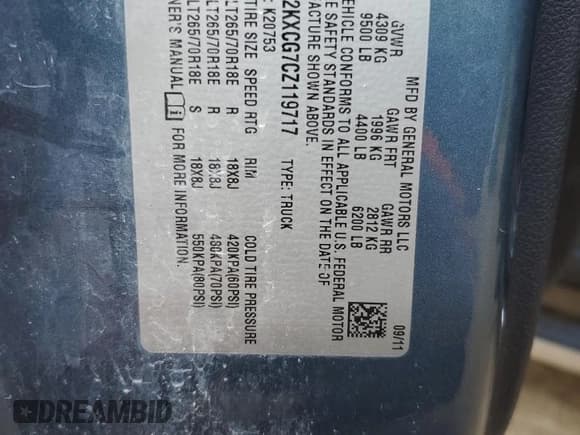 ✅ 2012 Chevrolet Silverado 2500HD LT • VIN: 1GC2KXCG7CZ119717 • Lot: 60962855. Wystawiony na Copart z przebiegiem 240 098 mil. Bezpłatny archiwum sprzedaży aukcyjnych z USA i szczegółowy raport historii pojazdu na DreamBid. Zdjęcie 12.