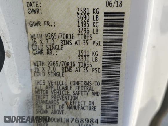 ✅ 2018 Nissan Frontier Pro-4X • VIN: 1N6AD0CW1JN768984 • Lot: 68105095. Listed on Copart with 107,450 mi. Free auction sales archive from the USA and detailed vehicle history report at DreamBid. Image 12.