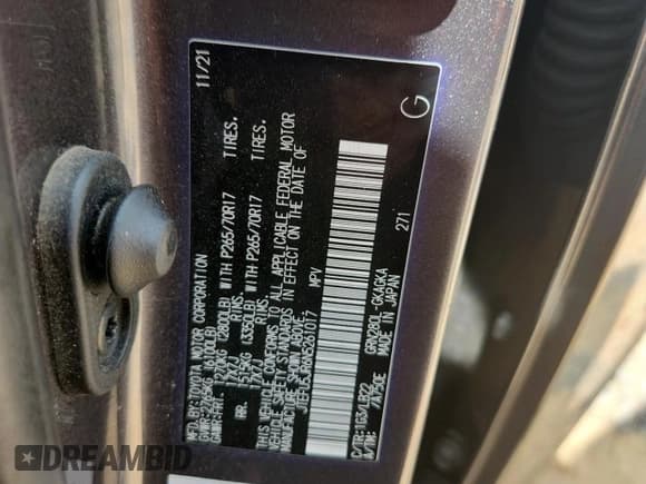 ✅ 2022 Toyota 4Runner SR5 Premium • VIN: JTEFU5JR6N5261017 • Lot: 67133355. Listed on Copart with 88,594 mi. Free auction sales archive from the USA and detailed vehicle history report at DreamBid. Image 13.