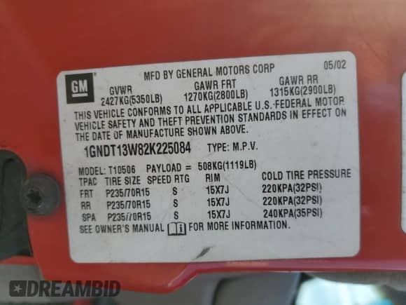 2002 Chevrolet Blazer LS z VIN 1GNDT13W82K225084, wystawiony jako Copart lot #80815644 z przebiegiem 107 485 mil mil oraz Szkoda całkowita • Salvage title. Historia ofert i sprzedaży dostępna na DreamBid. Obrazek 13.