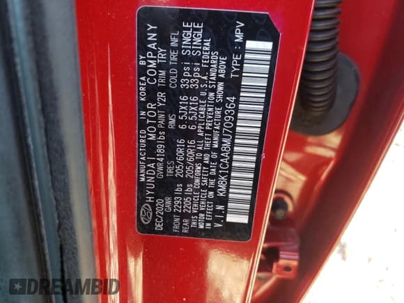 ✅ 2021 Hyundai Kona SE • VIN: KM8K1CAA8MU709364 • Лот: 71622903. Опубликован ранее на Copart с пробегом Не указан. Бесплатный доступ к архиву аукционных продаж из США и подробный отчёт об истории автомобиля на DreamBid. Изображение 14.