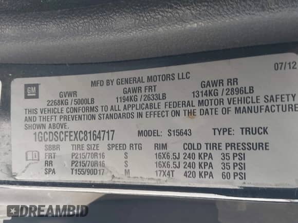 2012 Chevrolet Colorado 1LT с VIN 1GCDSCFEXC8164717, выставлен на аукционе IAAI как лот 43365122 с пробегом 45 363 миль миль и . История ставок и продаж доступна на DreamBid. Изображение 9.