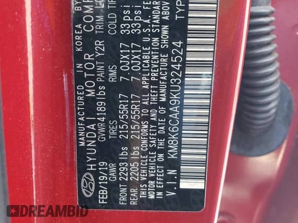 ✅ 2019 Hyundai Kona SEL • VIN: KM8K6CAA9KU324524 • Lot: 54462173. Wystawiony na Copart z przebiegiem 19 112 mil mil. Skorzystaj z bezpłatnego archiwum sprzedaży aukcyjnych z USA i zobacz szczegółowy raport historii pojazdu na DreamBid. Zdjęcie 13.