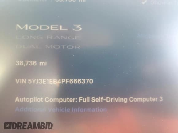 ✅ 2023 Tesla Model 3 Long Range • VIN: 5YJ3E1EB4PF666370 • Lot: 91046595. Wystawiony na Copart z przebiegiem 38 736 mil. Bezpłatny archiwum sprzedaży aukcyjnych z USA i szczegółowy raport historii pojazdu na DreamBid. Zdjęcie 12.