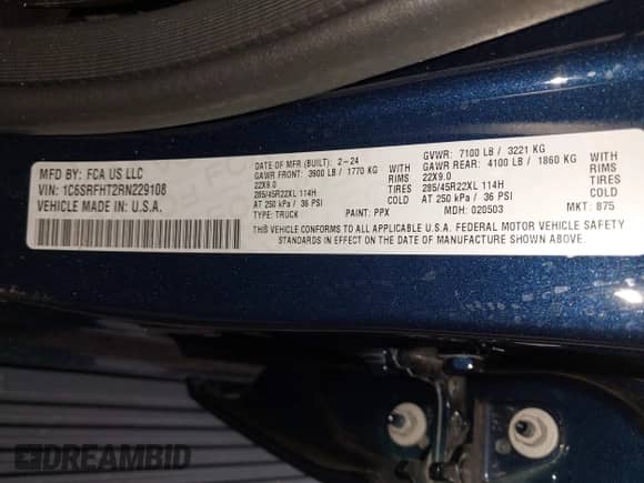 2024 Ram 1500 Limited с VIN 1C6SRFHT2RN229108, выставлен на аукционе IAAI как лот 40960283 с пробегом 16 654 миль миль и . История ставок и продаж доступна на DreamBid. Изображение 9.