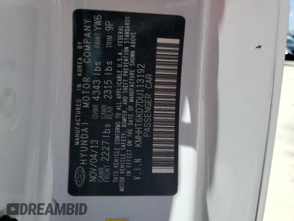 ✅ 2013 Hyundai Genesis Coupe 2.0T • VIN: KMHHT6KD7DU113192 • Lot: 65593565. Wystawiony na Copart z przebiegiem 128 736 mil. Bezpłatny archiwum sprzedaży aukcyjnych z USA i szczegółowy raport historii pojazdu na DreamBid. Zdjęcie 12.