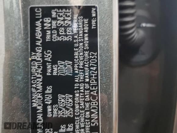 ✅ 2023 Hyundai Tucson SEL • VIN: 5NMJBCAE1PH247032 • Лот: 71549395. Опубликован ранее на Copart с пробегом 28 600 миль. Бесплатный доступ к архиву аукционных продаж из США и подробный отчёт об истории автомобиля на DreamBid. Изображение 13.