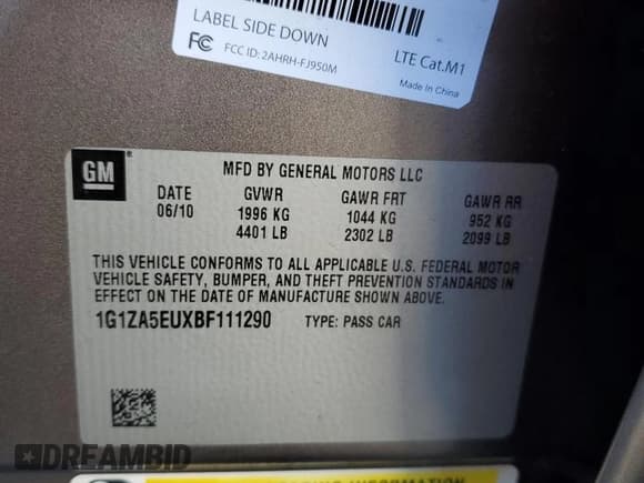 ✅ 2011 Chevrolet Malibu 1FL • VIN: 1G1ZA5EUXBF111290 • Lot: 77703924. Listed on Copart with 131,049 mi. Free auction sales archive from the USA and detailed vehicle history report at DreamBid. Image 12.