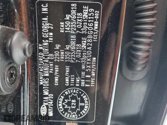 ✅ 2011 Kia Sorento EX • VIN: 5XYKUDA28BG061159 • Лот: 91492845. Опубликован ранее на Copart с пробегом 173 423 миль. Бесплатный доступ к архиву аукционных продаж из США и подробный отчёт об истории автомобиля на DreamBid. Изображение 14.