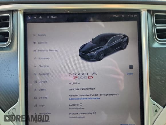 ✅ 2017 Tesla Model S 100D • VIN: 5YJSA1E40HF227807 • Лот: 69759555. Опубликован ранее на Copart с пробегом 160 852 миль. Бесплатный доступ к архиву аукционных продаж из США и подробный отчёт об истории автомобиля на DreamBid. Изображение 9.