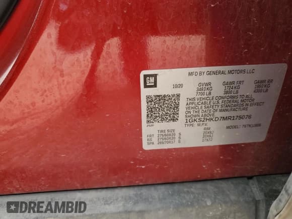 ✅ 2021 GMC Yukon XL AT4 • VIN: 1GKS2HKD7MR175076 • Lot: 54586725. Wystawiony na Copart z przebiegiem 194 784 mil. Bezpłatny archiwum sprzedaży aukcyjnych z USA i szczegółowy raport historii pojazdu na DreamBid. Zdjęcie 13.