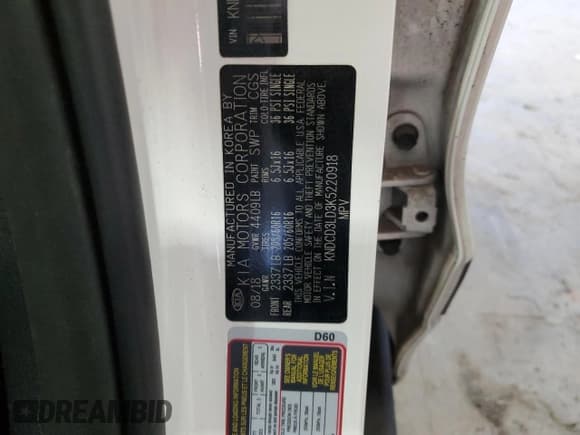 ✅ 2019 Kia Niro EX • VIN: KNDCD3LD3K5220918 • Lot: 47319675. Wystawiony na Copart z przebiegiem 54 186 mil. Bezpłatny archiwum sprzedaży aukcyjnych z USA i szczegółowy raport historii pojazdu na DreamBid. Zdjęcie 13.