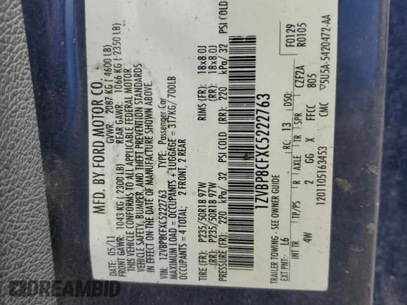 ✅ 2012 Ford Mustang GT Premium • VIN: 1ZVBP8CFXC5222763 • Лот: 62546255. Опубликован ранее на Copart с пробегом Не указан. Бесплатный доступ к архиву аукционных продаж из США и подробный отчёт об истории автомобиля на DreamBid. Изображение 12.