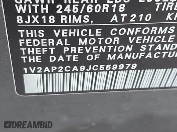 ✅ 2018 Volkswagen Atlas S • VIN: 1V2AP2CA9JC559979 • Lot: 43932041. Wystawiony na IAAI z przebiegiem Nie podano. Bezpłatny archiwum sprzedaży aukcyjnych z USA i szczegółowy raport historii pojazdu na DreamBid. Zdjęcie 9.