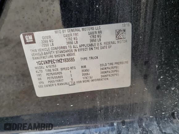 ✅ 2017 Chevrolet Silverado 1500 Custom • VIN: 1GCVKPEC1HZ183685 • Лот: 71828064. Опубликован ранее на Copart с пробегом 96 718 миль. Бесплатный доступ к архиву аукционных продаж из США и подробный отчёт об истории автомобиля на DreamBid. Изображение 12.