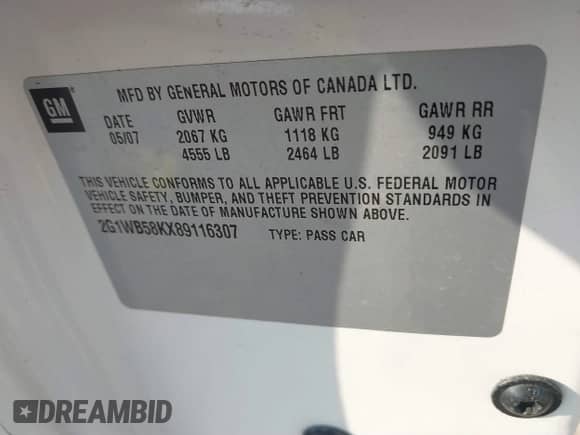 2008 Chevrolet Impala LS z VIN 2G1WB58KX89116307, wystawiony jako IAAI lot #42606611 z przebiegiem 251 682 mil mil oraz . Historia ofert i sprzedaży dostępna na DreamBid. Obrazek 9.