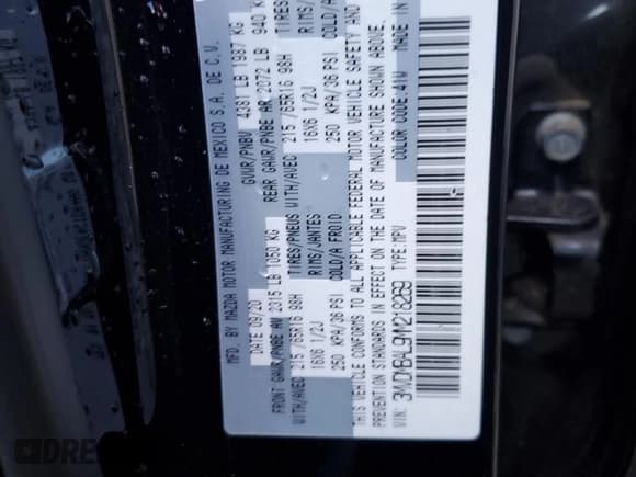 ✅ 2021 Mazda CX-30 S • VIN: 3MVDMBAL9MM218269 • Lot: 85939895. Listed on Copart with 55,975 mi. Free auction sales archive from the USA and detailed vehicle history report at DreamBid. Image 13.