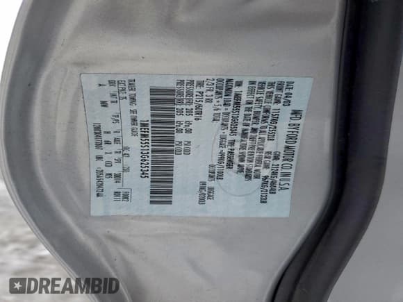 ✅ 2003 Mercury Sable LS Premium • VIN: 1MEFM55S13G625345 • Лот: 95344565. Опубликован ранее на Copart с пробегом 47 582 миль. Бесплатный доступ к архиву аукционных продаж из США и подробный отчёт об истории автомобиля на DreamBid. Изображение 12.