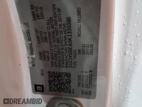 ✅ 2019 Chevrolet Colorado 2WD Work Truck • VIN: 1GCHSBEA5K1336086 • Лот: 70049804. Опубликован ранее на Copart с пробегом 55 927 миль. Бесплатный доступ к архиву аукционных продаж из США и подробный отчёт об истории автомобиля на DreamBid. Изображение 12.