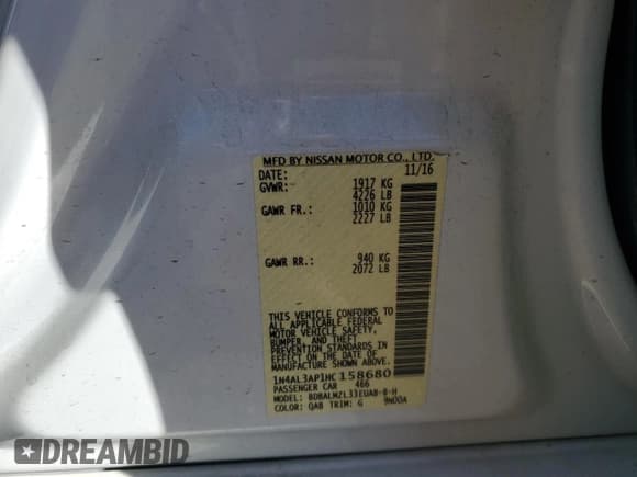 ✅ 2017 Nissan Altima S • VIN: 1N4AL3AP1HC158680 • Lot: 92027835. Wystawiony na Copart z przebiegiem 99 546 mil. Bezpłatny archiwum sprzedaży aukcyjnych z USA i szczegółowy raport historii pojazdu na DreamBid. Zdjęcie 12.