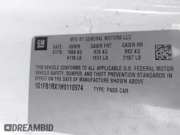 ✅ 2017 Chevrolet Camaro 1LT • VIN: 1G1FB1RX1H0110974 • Лот: 43379148. Опубликован ранее на IAAI с пробегом 110 900 миль. Бесплатный доступ к архиву аукционных продаж из США и подробный отчёт об истории автомобиля на DreamBid. Изображение 9.