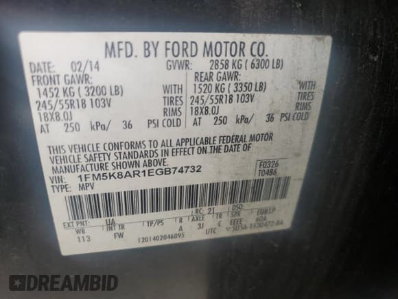 ✅ 2014 Ford Police Interceptor Utility • VIN: 1FM5K8AR1EGB74732 • Лот: 55993835. Опубликован ранее на Copart с пробегом 140 586 миль. Бесплатный доступ к архиву аукционных продаж из США и подробный отчёт об истории автомобиля на DreamBid. Изображение 12.