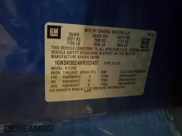2017 Chevrolet Tahoe Commercial с VIN 1GNSKDEC4HR303407, выставлен на аукционе Copart как лот 89644035 с пробегом 151 781 миль миль и Чистый • Clean title. История ставок и продаж доступна на DreamBid. Изображение 13.