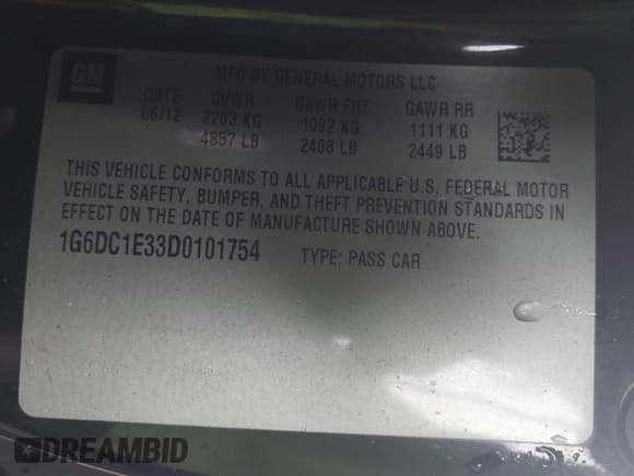 ✅ 2013 Cadillac CTS • VIN: 1G6DC1E33D0101754 • Лот: 43446168. Опубликован ранее на IAAI с пробегом Не указан. Бесплатный доступ к архиву аукционных продаж из США и подробный отчёт об истории автомобиля на DreamBid. Изображение 9.