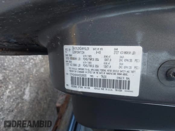 ✅ 2004 Dodge Dakota SLT • VIN: 1D7HG48N04S528935 • Lot: 43577572. Listed on IAAI with 115,355 mi. Free auction sales archive from the USA and detailed vehicle history report at DreamBid. Image 9.