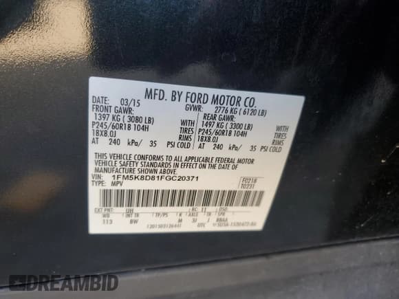 ✅ 2015 Ford Explorer XLT • VIN: 1FM5K8D81FGC20371 • Lot: 92082925. Wystawiony na Copart z przebiegiem 167 394 mil. Bezpłatny archiwum sprzedaży aukcyjnych z USA i szczegółowy raport historii pojazdu na DreamBid. Zdjęcie 13.