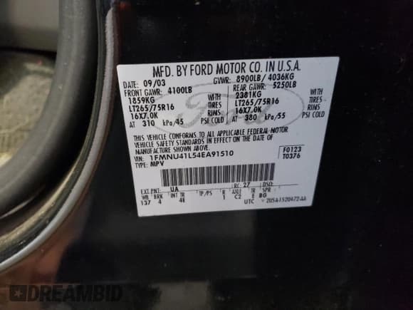 ✅ 2004 Ford Excursion Special Serv • VIN: 1FMNU41L54EA91510 • Лот: 75291354. Опубликован ранее на Copart с пробегом 278 630 миль. Бесплатный доступ к архиву аукционных продаж из США и подробный отчёт об истории автомобиля на DreamBid. Изображение 13.