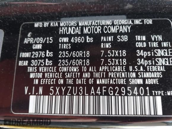 ✅ 2015 Hyundai Santa Fe • VIN: 5XYZU3LA4FG295401 • Лот: 43661856. Опубликован ранее на IAAI с пробегом 103 839 миль. Бесплатный доступ к архиву аукционных продаж из США и подробный отчёт об истории автомобиля на DreamBid. Изображение 9.