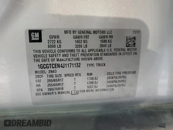 ✅ 2018 Chevrolet Colorado 4WD LT • VIN: 1GCGTCEN4J1171132 • Лот: 69035764. Опубликован ранее на Copart с пробегом Не указан. Бесплатный доступ к архиву аукционных продаж из США и подробный отчёт об истории автомобиля на DreamBid. Изображение 12.