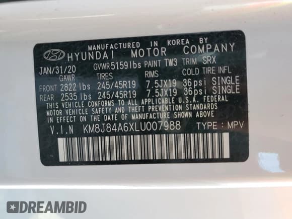 ✅ 2020 Hyundai NEXO Limited • VIN: KM8J84A6XLU007988 • Лот: 44011564. Опубликован ранее на Copart с пробегом 37 029 миль. Бесплатный доступ к архиву аукционных продаж из США и подробный отчёт об истории автомобиля на DreamBid. Изображение 12.