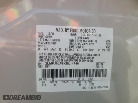 ✅ 2019 Lincoln Nautilus Reserve • VIN: 2LMPJ6LP8KBL14746 • Lot: 60175275. Wystawiony na Copart z przebiegiem 96 405 mil. Bezpłatny archiwum sprzedaży aukcyjnych z USA i szczegółowy raport historii pojazdu na DreamBid. Zdjęcie 13.